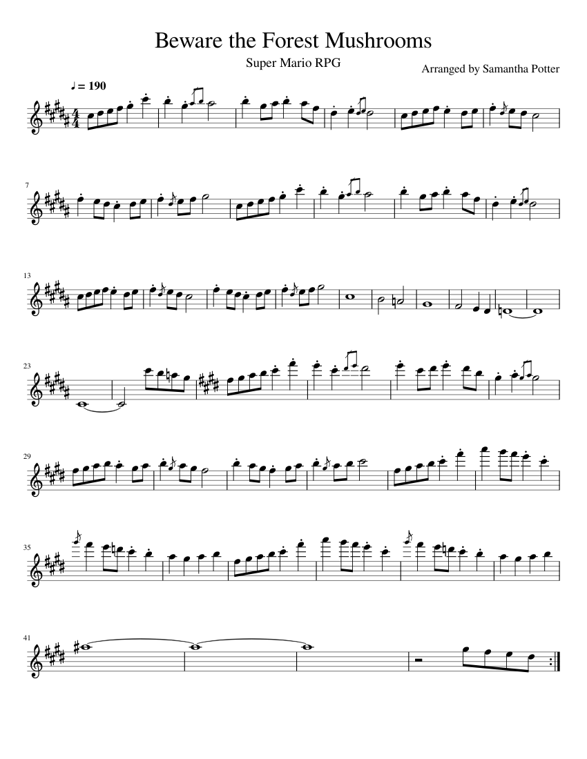 Beware The Forest Mushrooms Sheet Music For Flute Solo Musescore Com