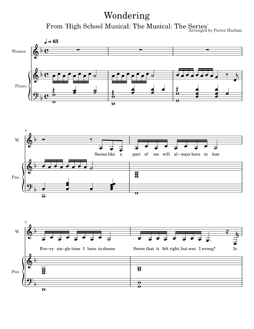 Wondering Sheet music for Piano, Female (Piano-Voice) | Musescore.com