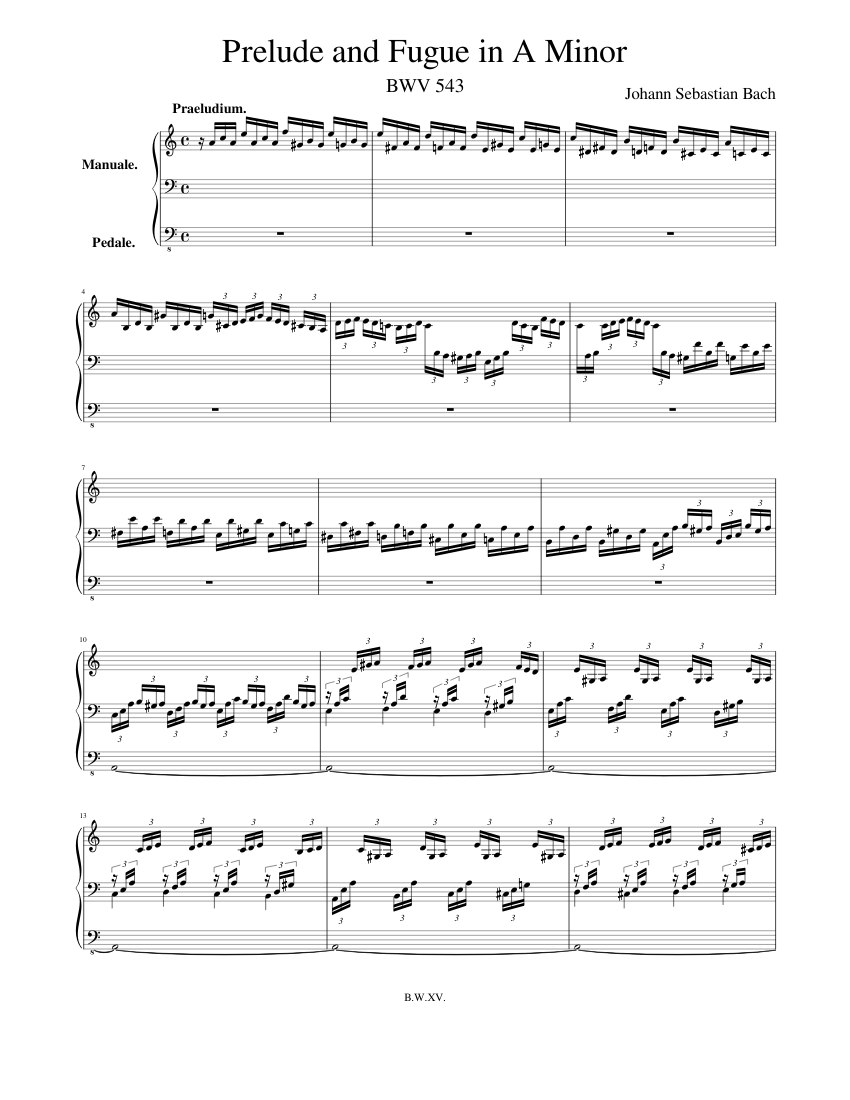 イ短調の前奏曲とフーガ、BWV 543 楽譜 オルガン (ソロ) | MuseScore.com