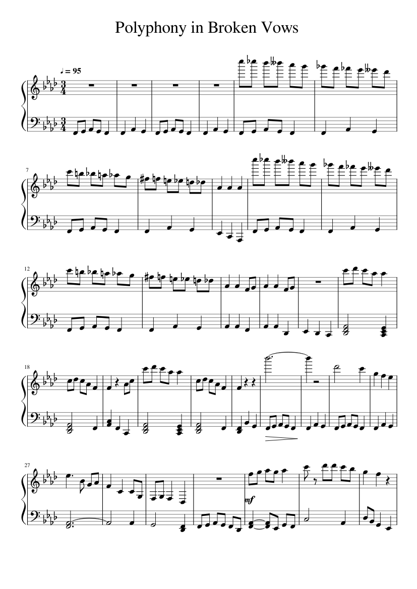 Polyphony in Broken Vows Sheet music for Piano (Solo) | Musescore.com