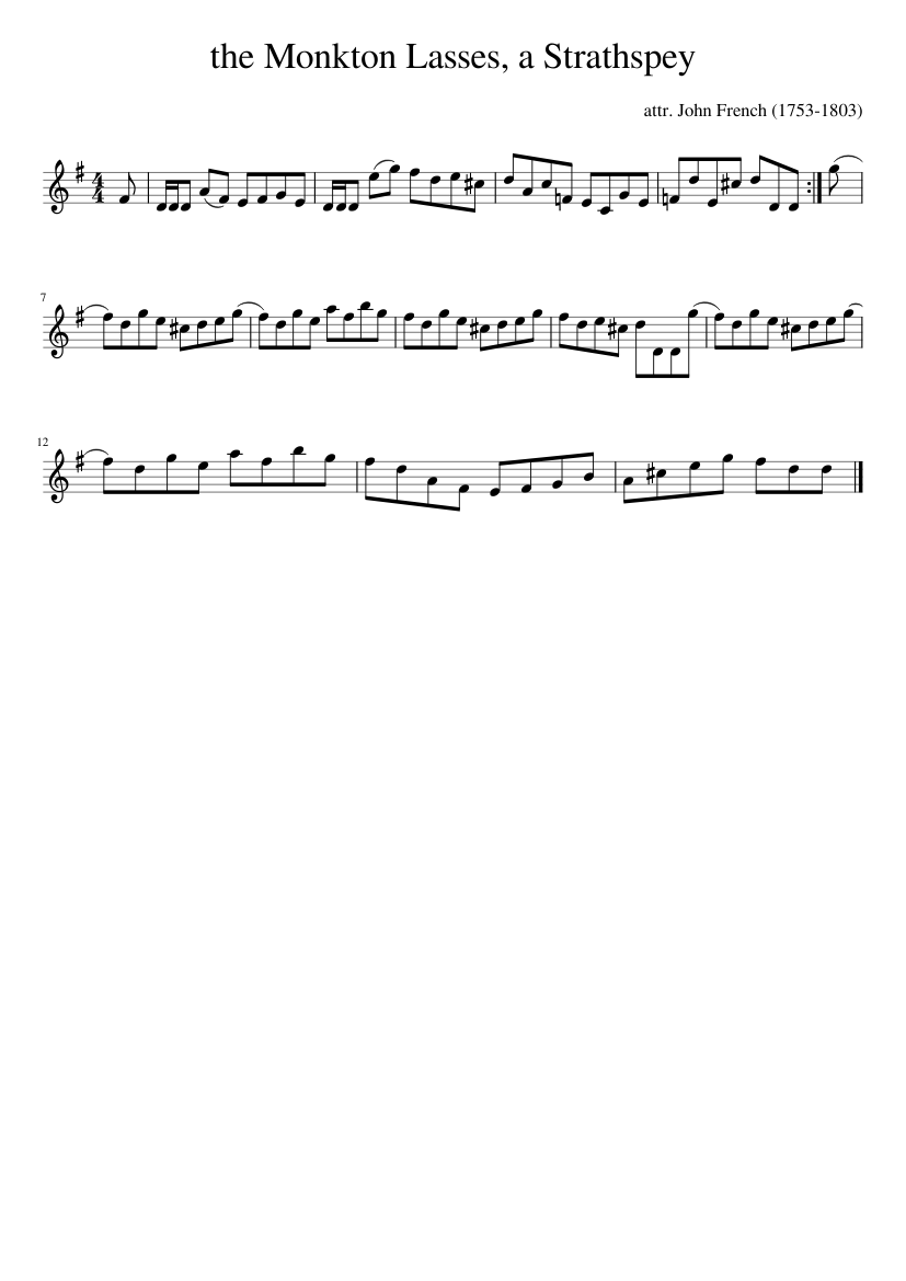 The Monkton Lasses a Strathspey