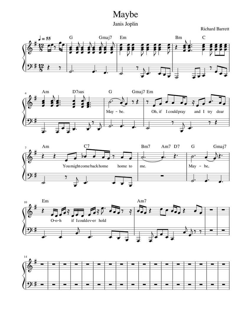 Maybe Sheet music for Piano (Solo) | Musescore.com