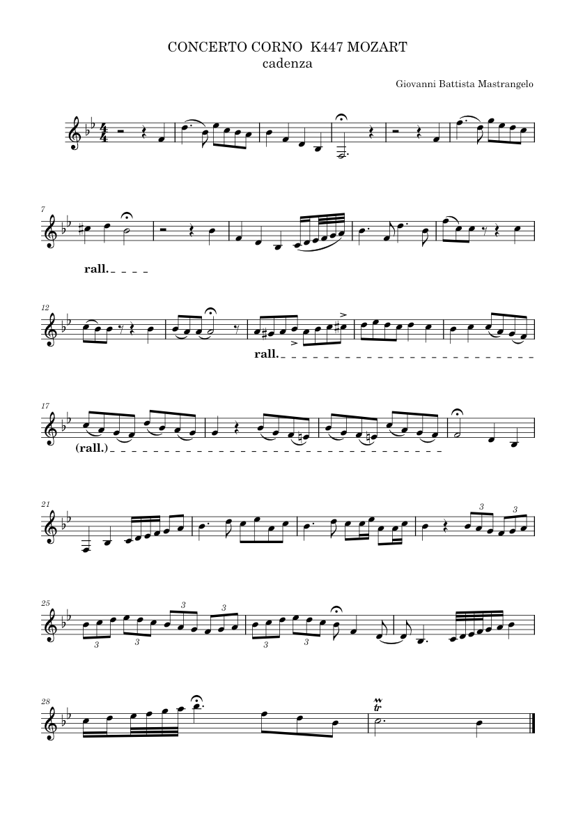 cadenza mozart k447 corno Sheet music for French horn (Solo) | Musescore.com