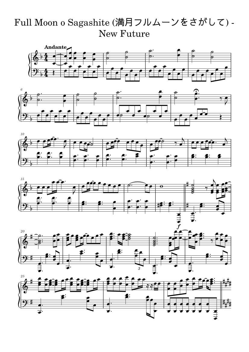 New Future 満月フルムーンをさがして 楽譜 ピアノ (ソロ) | MuseScore.com