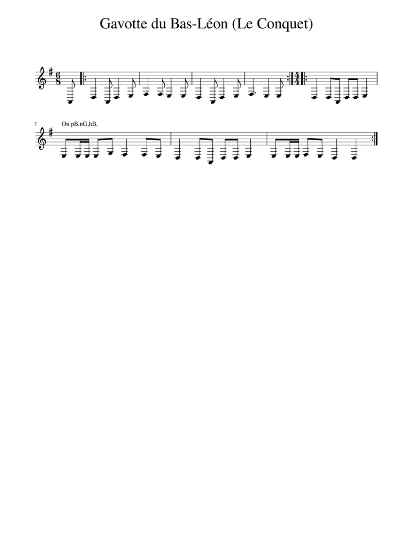Gavotte du BasLéon (Le Conquet) Sheet music for Piano (Solo
