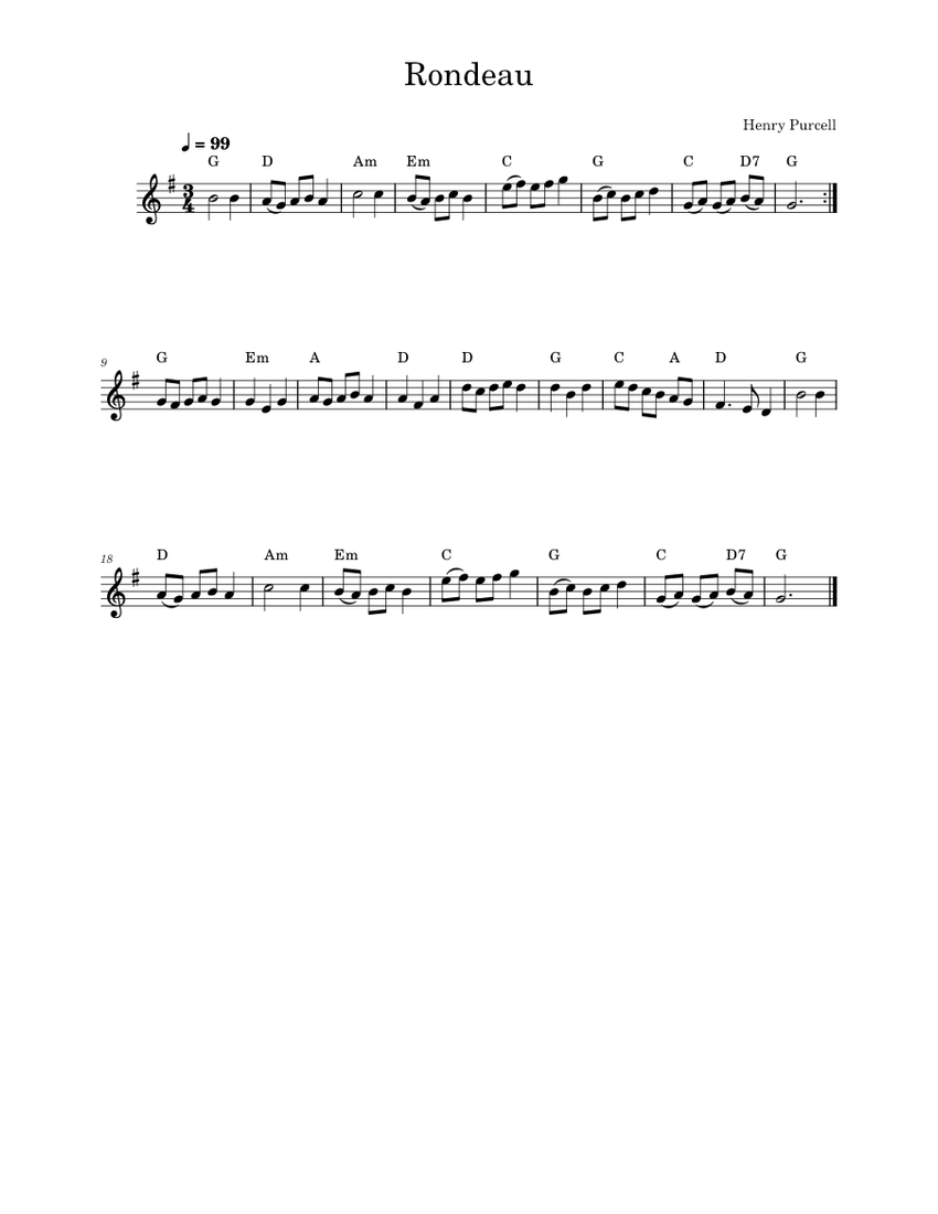 Rondeau for violin – Henry Purcell Sheet music for Violin (Solo ...