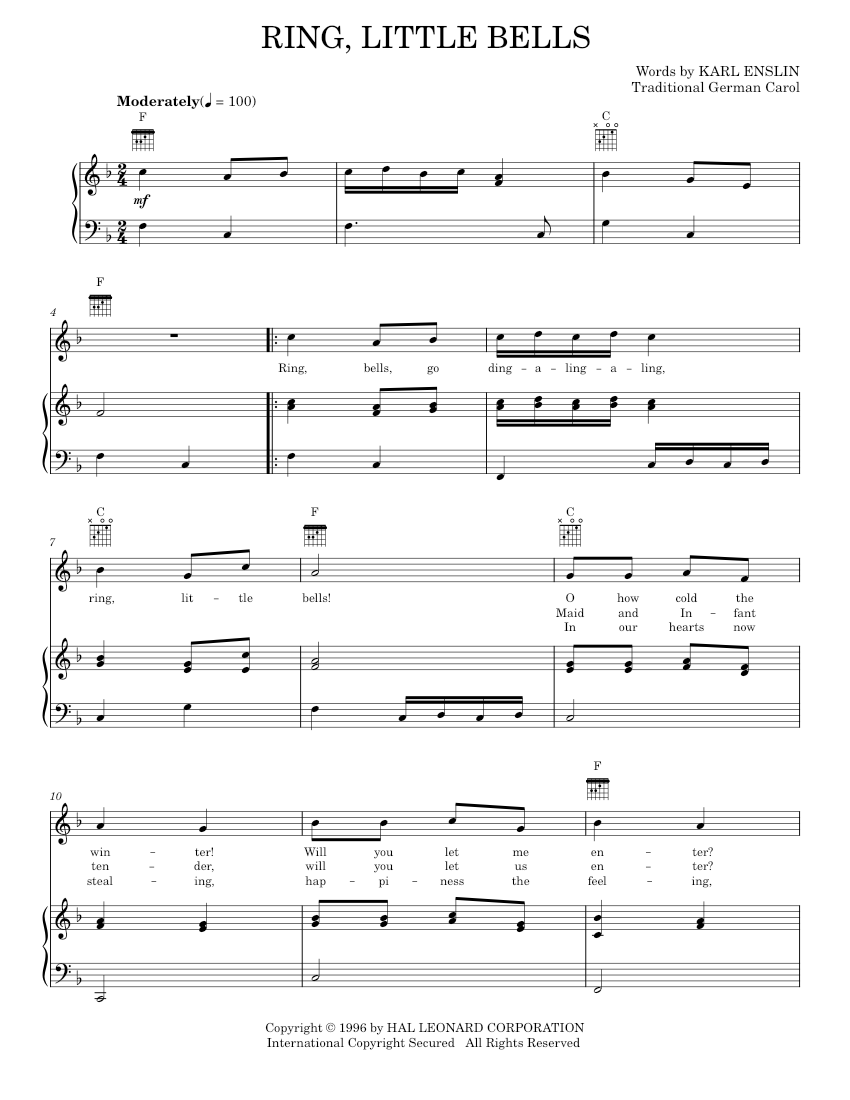 Play Official version of Ring, Little Bells sheet music by Karl Enslin ...