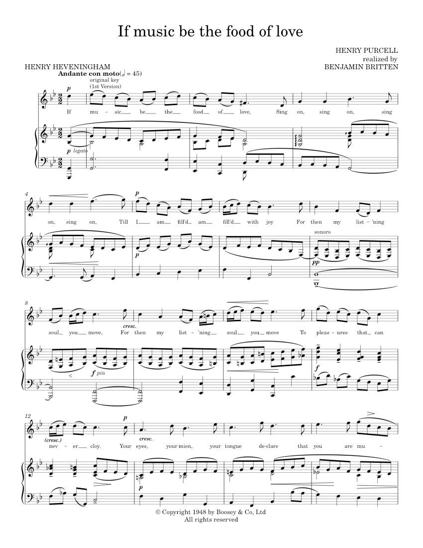If Music Be The Food Of Love Sheet music for