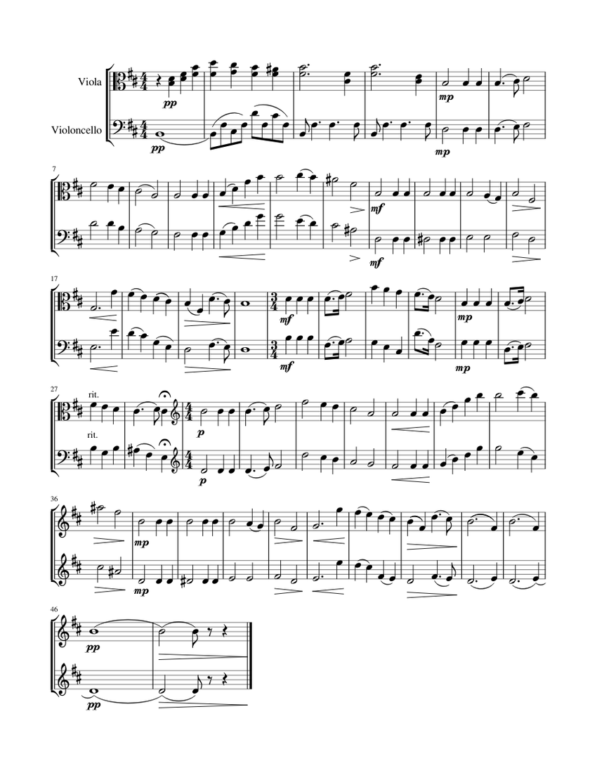 Shostakovich Prelude for Viola and Cello Sheet music for Viola, Cello  (String Duet) | Musescore.com