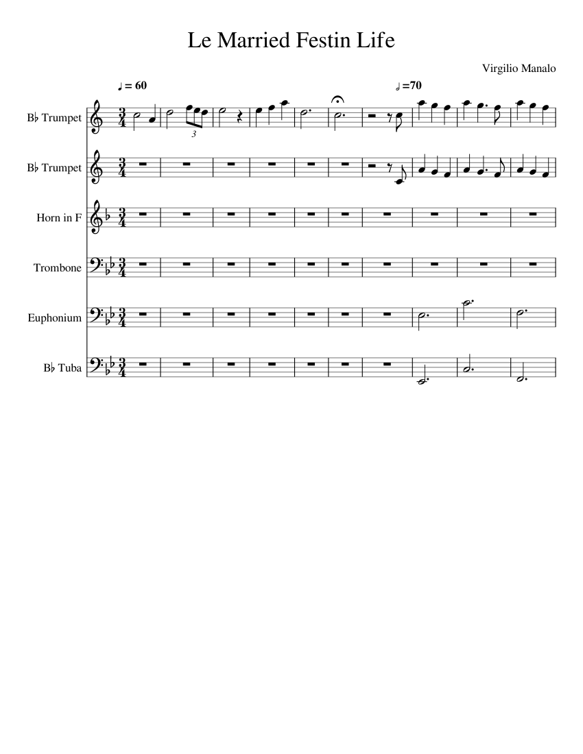 Married Life / Le Festin Sheet music for Trombone, Tuba, Trumpet other