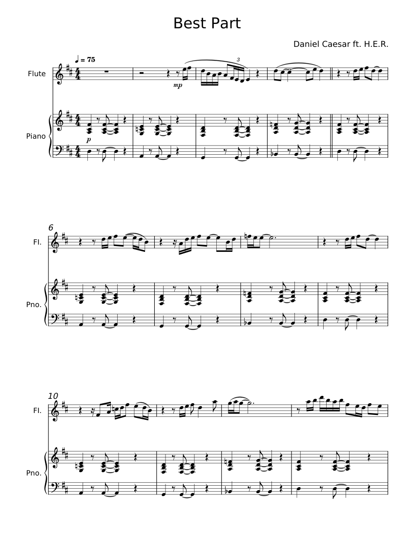 Best Part - Daniel Caesar Sheet music for Piano, Flute (Solo ...