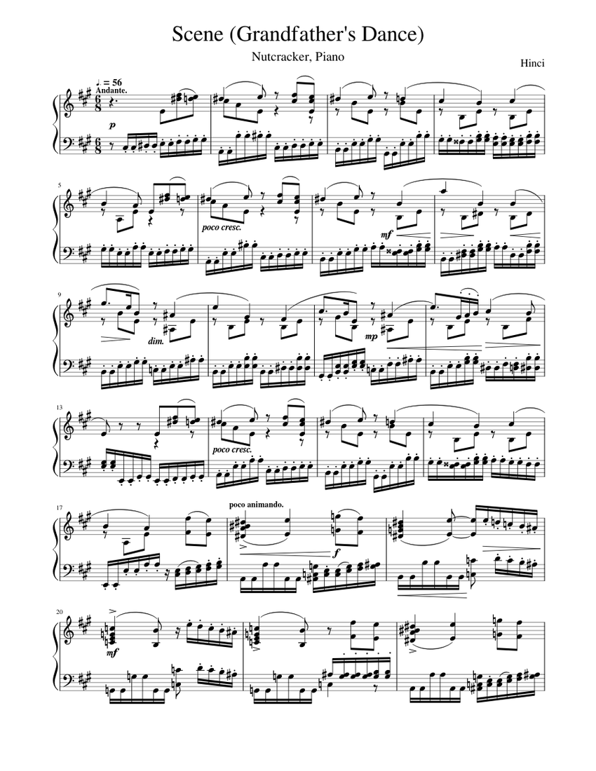 Nutcracker, 5. Scene Grandfather's Dance Sheet music for Piano (Solo