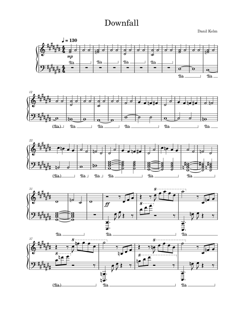 Downfall Sheet Music For Piano Solo Musescore