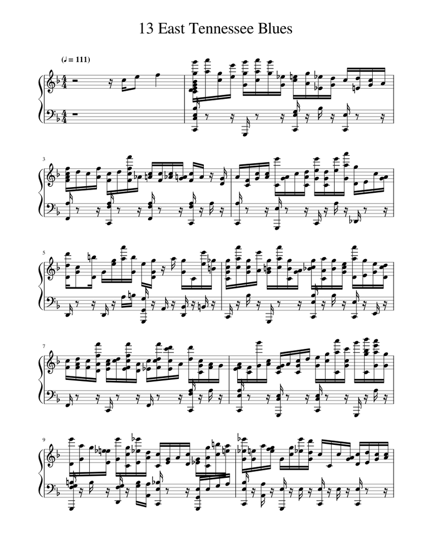 East Tennessee Blues Sheet music for Piano (Solo) | Musescore.com