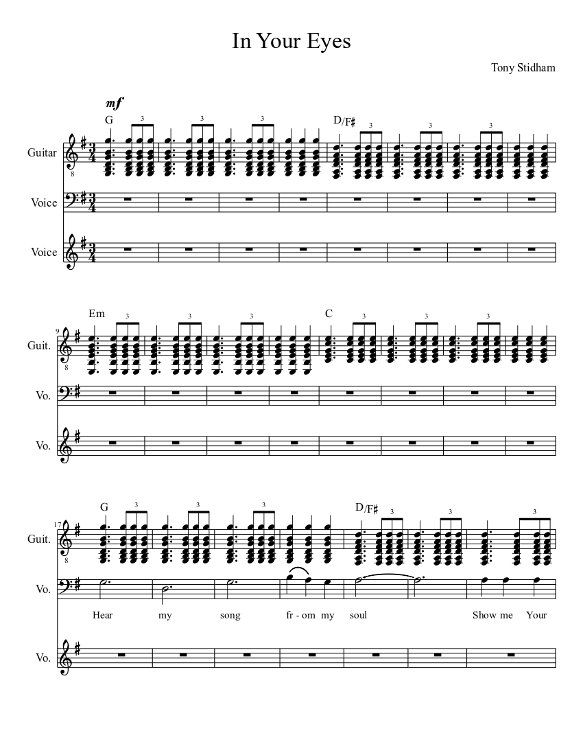 In your eyes - The Weeknd Sheet Music for Guitar, Voice (other
