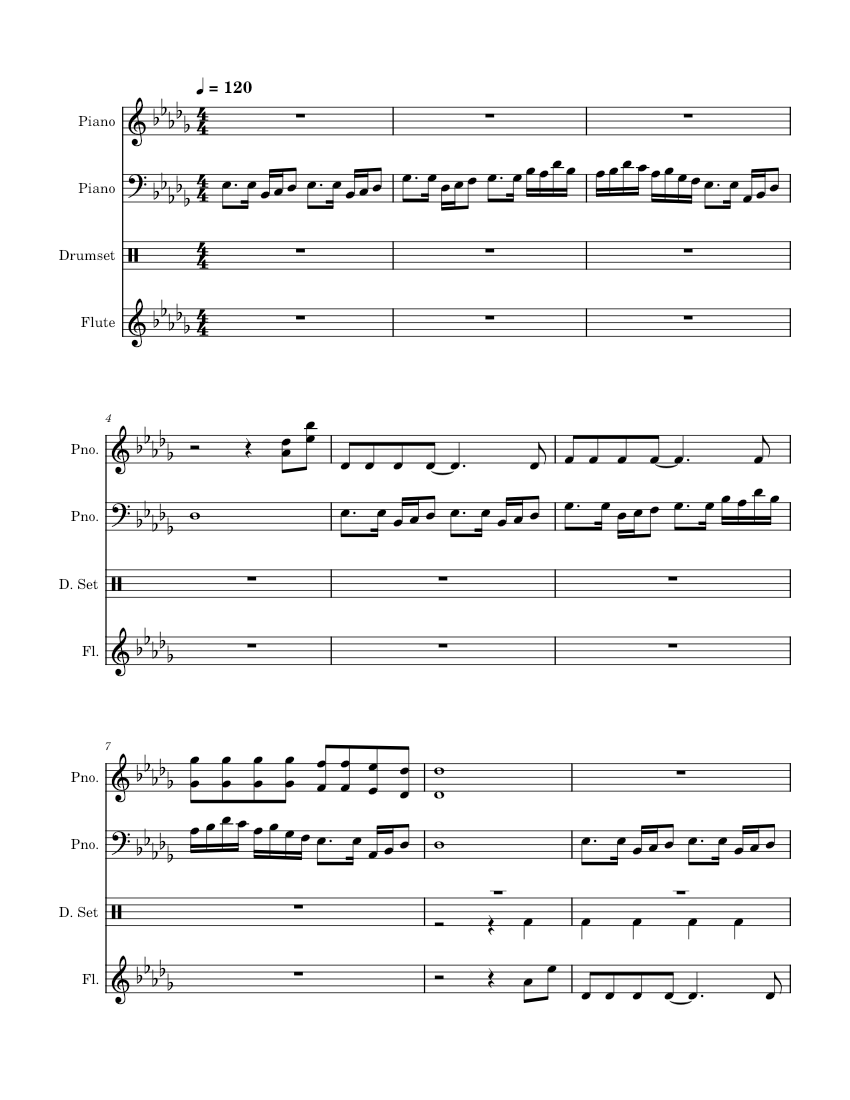 Deanithan Theme Main Loop Sheet Music For Piano Flute Drum Group Deanithan theme main loop sheet music for piano flute drum group