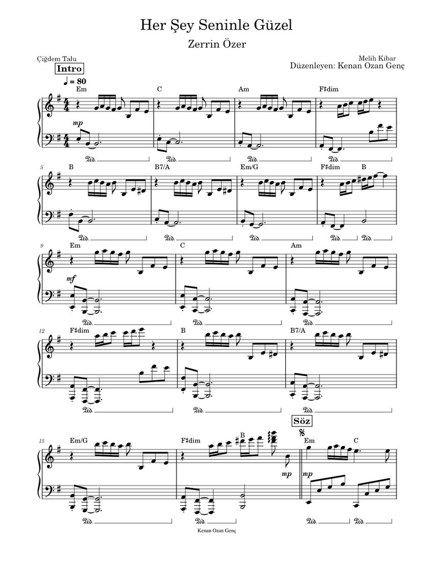 Her Şey Seninle Güzel Sheet music for Piano (Solo) | Musescore.com