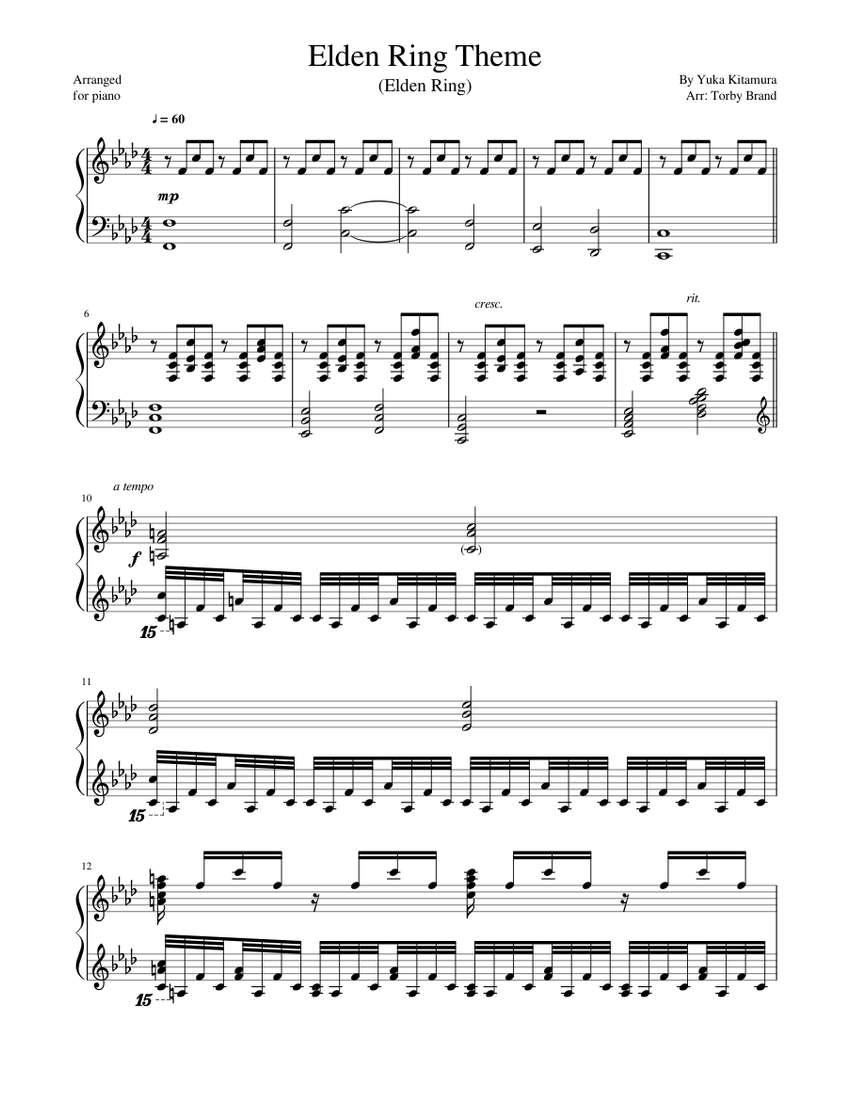 Elden Ring Theme Sheet music for Piano (Solo) | Musescore.com