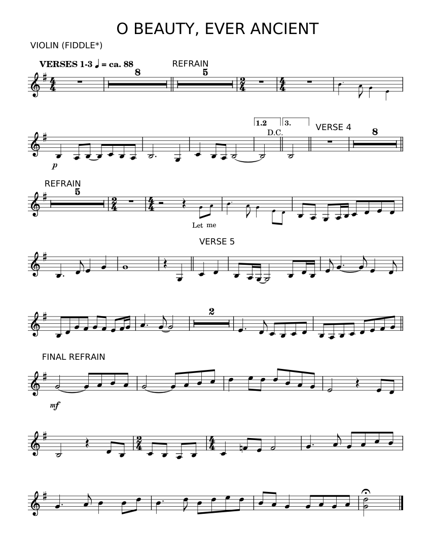 O Beauty, Ever Ancient Sheet music for Violin (Solo)