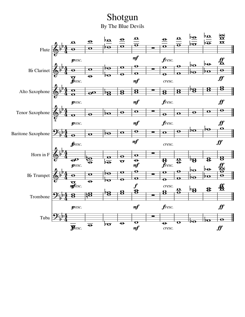 Shotgun Sheet Music For Trumpet In B Flat Trombone Flute Clarinet In B Flat More Instruments Marching Band Musescore Com