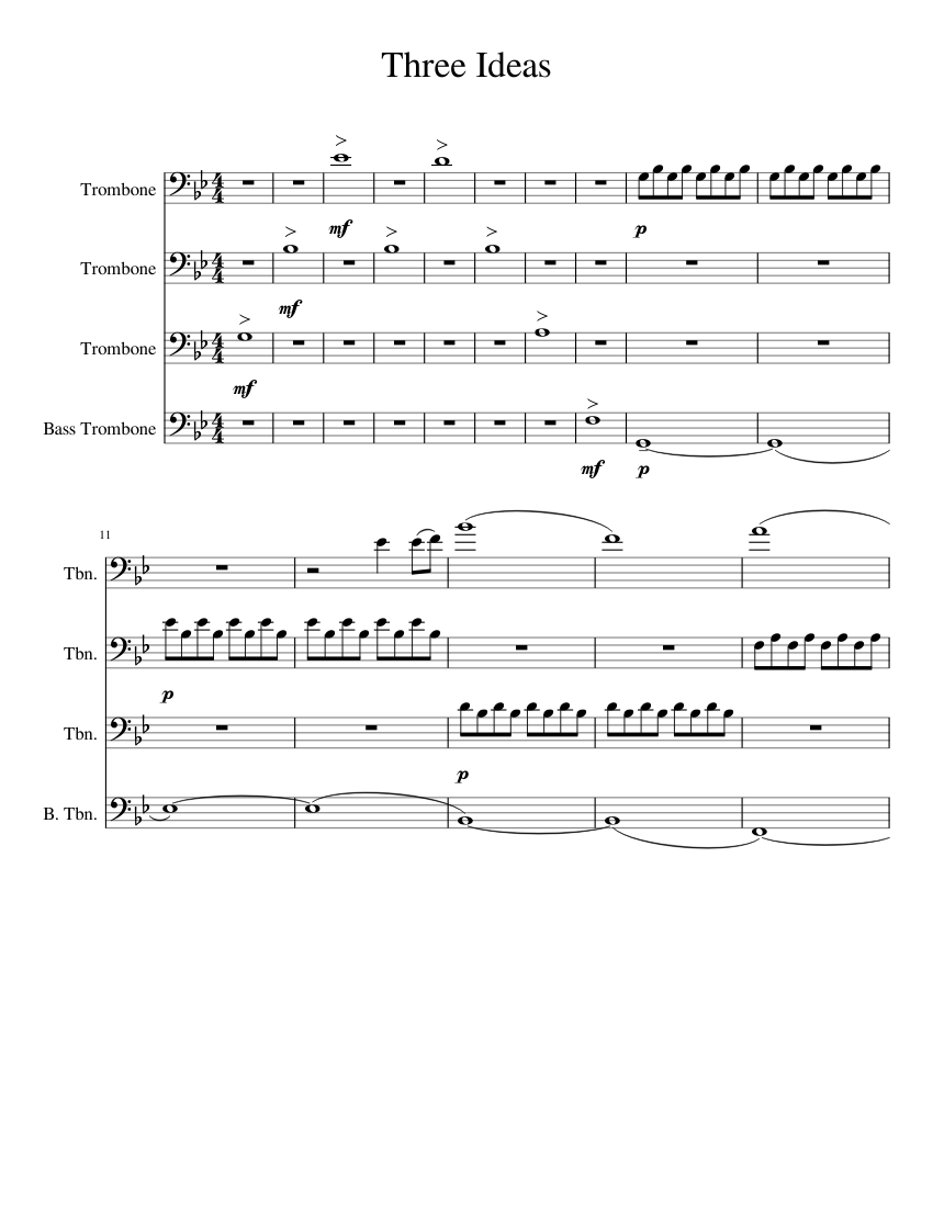 Three Ideas Sheet music for Trombone, Trombone (Bass) (Mixed Quartet ...