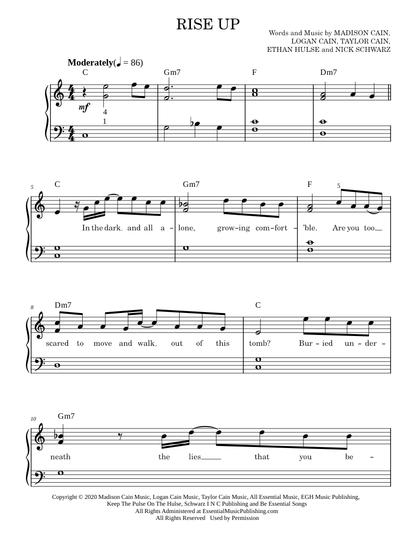 Rise Up (Lazarus) Sheet music for Piano: Music Notes
