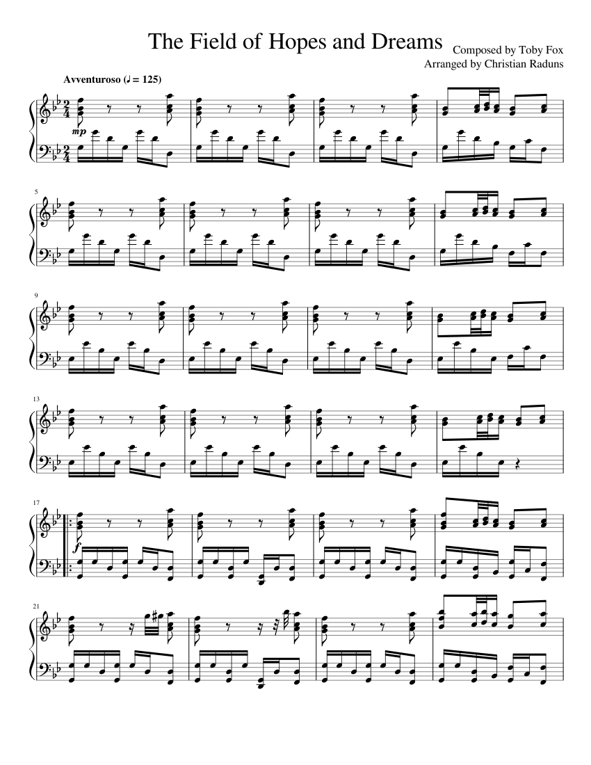 The Field Of Hopes And Dreams Deltarune Arranged For Piano Sheet Music For Piano Solo Musescore Com - hopes and dreams roblox piano sheet