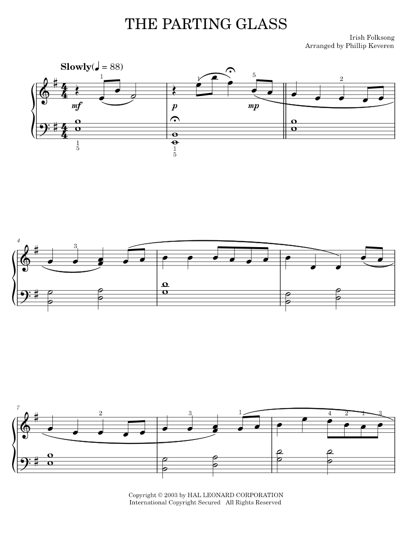 Play Official version of The Parting Glass sheet music by Traditional ...