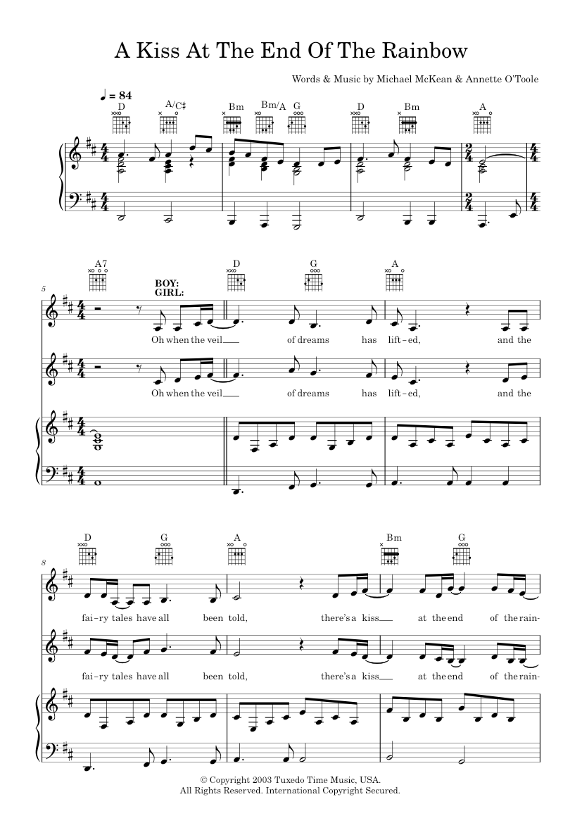 a kiss at the end of the rainbow Sheet music for Piano, Vocals by Mitch ...