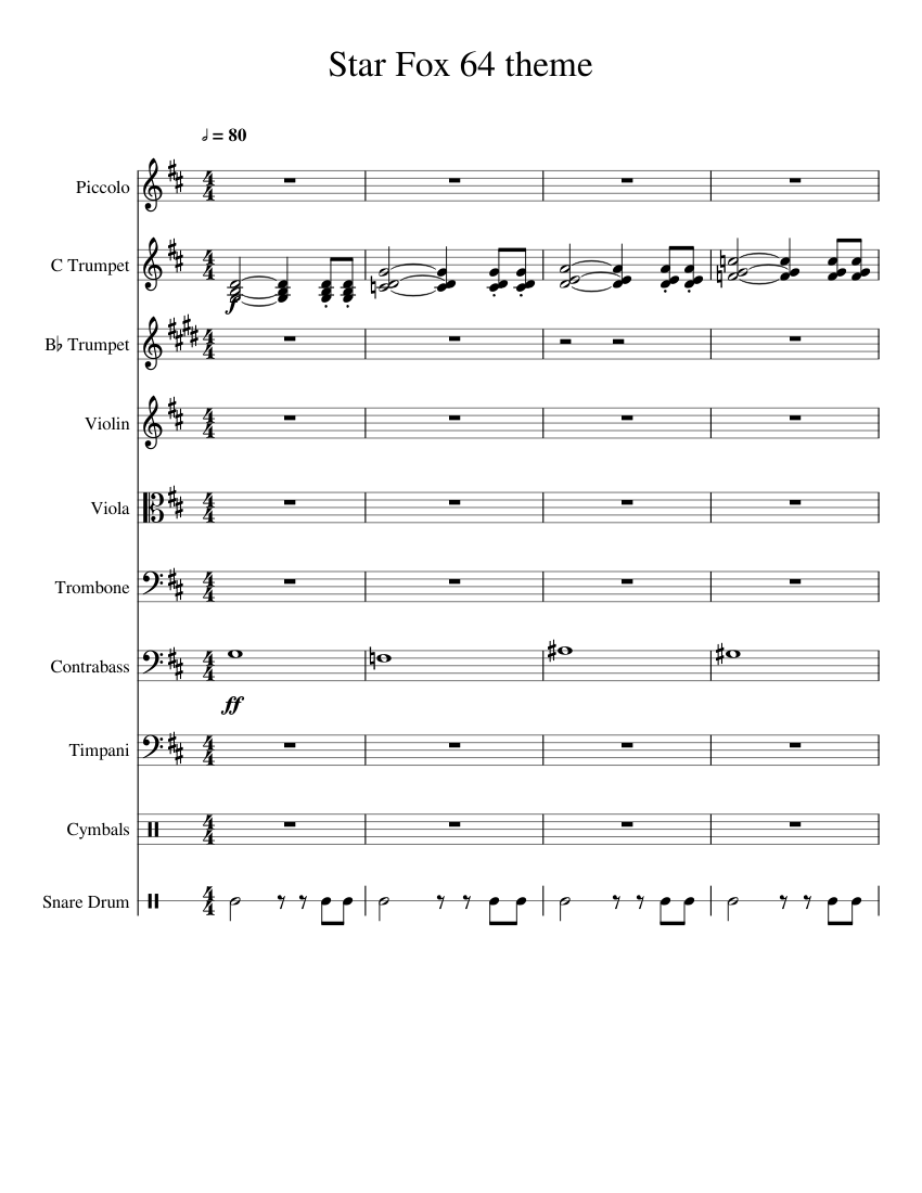 Star Fox 64 Theme Sheet Music For Trumpet In B Flat Violin Trombone Viola More Instruments Mixed Ensemble Musescore Com - main theme star fox 64 brawl