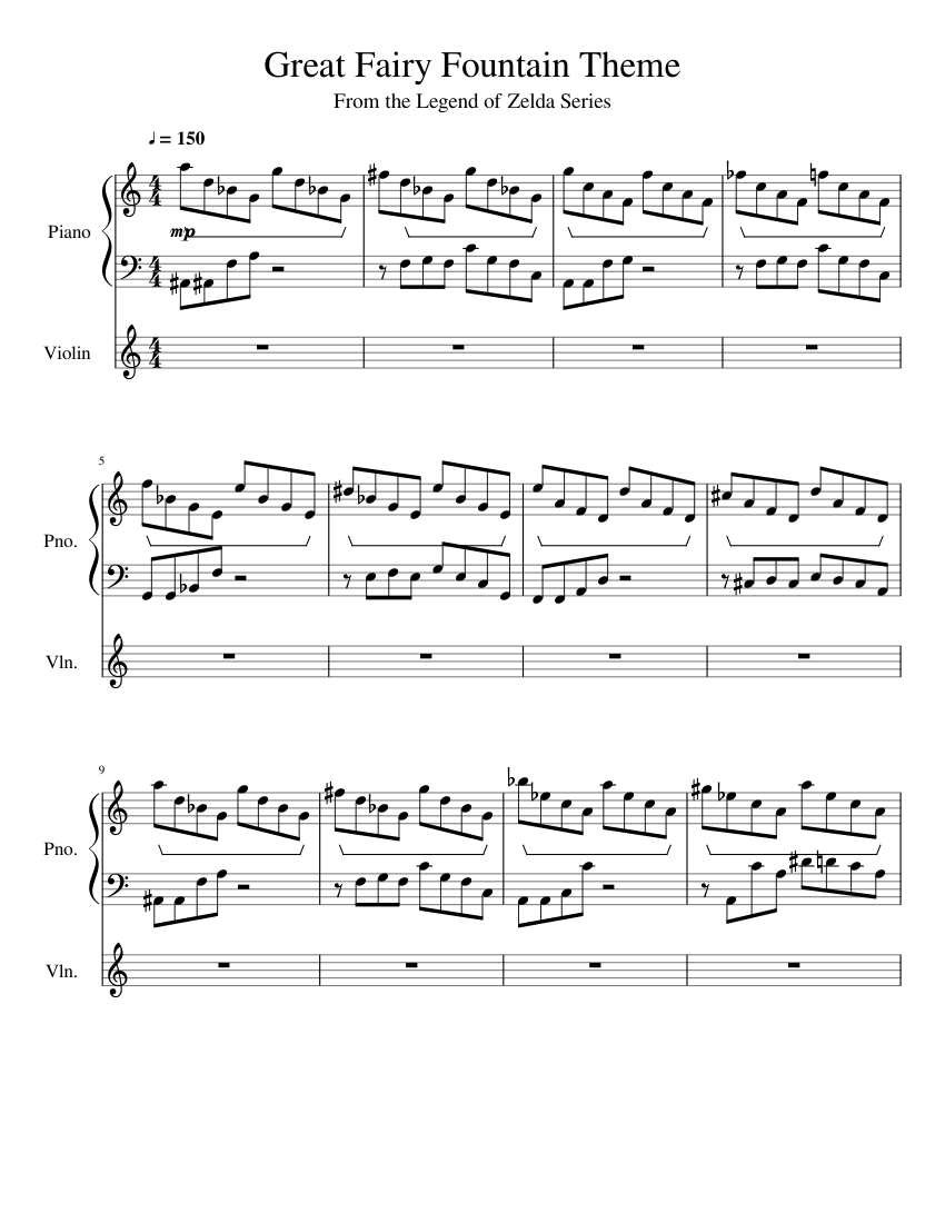 Great Fairy Fountain Theme Sheet music for Piano, Violin (Solo) |  Musescore.com