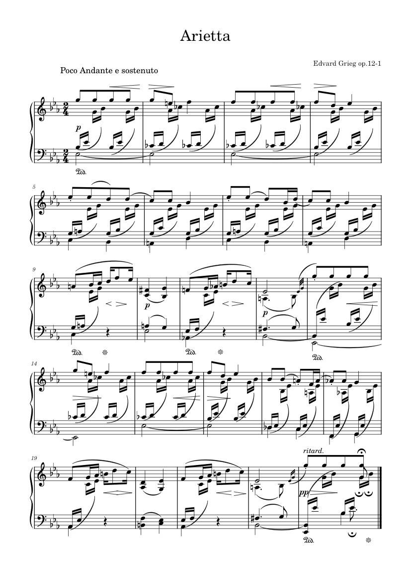 Arietta from "Lyric Pieces", Op.12-1 – Edvard Grieg Sheet Music for ...