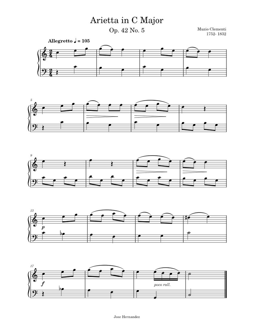 Arietta In C Major – Jennifer Linn, Muzio Clementi - piano tutorial