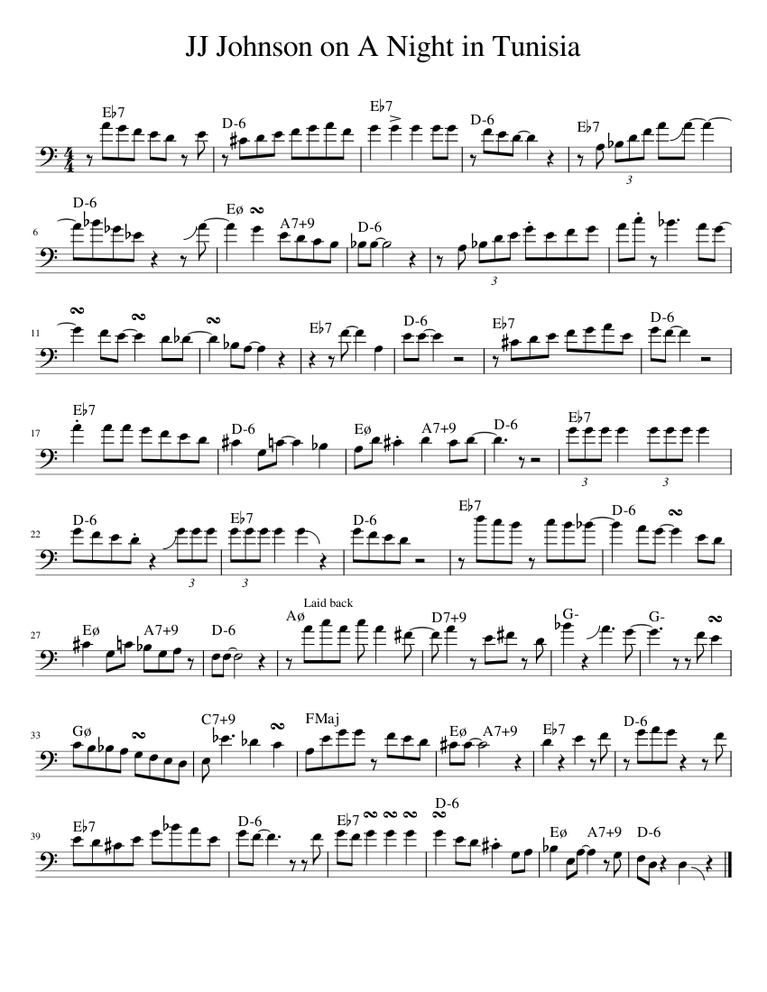 JJ Johnson On A Night In Tunisia Sheet Music For Trombone Solo jj-johnson-on-a-night-in-tunisia-sheet-music-for-trombone-solo