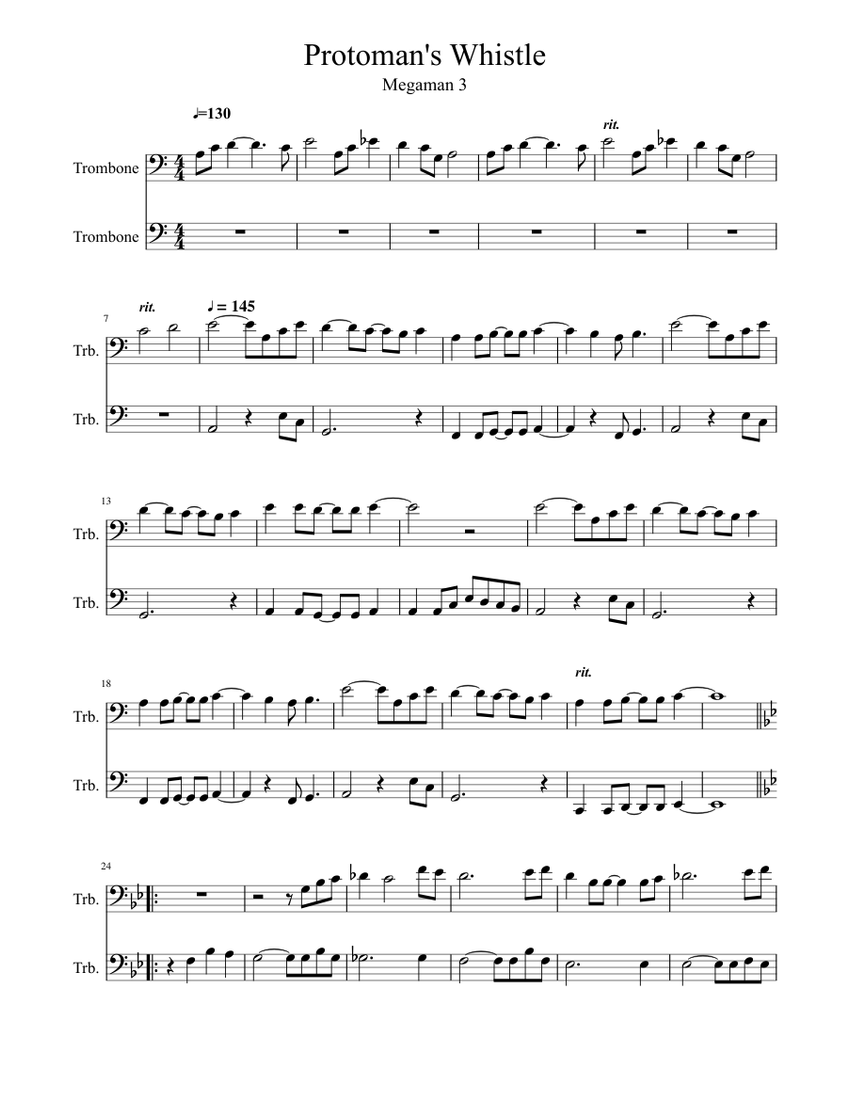 Protoman's Whistle Sheet music for Trombone (Brass Duet) | Download and ...