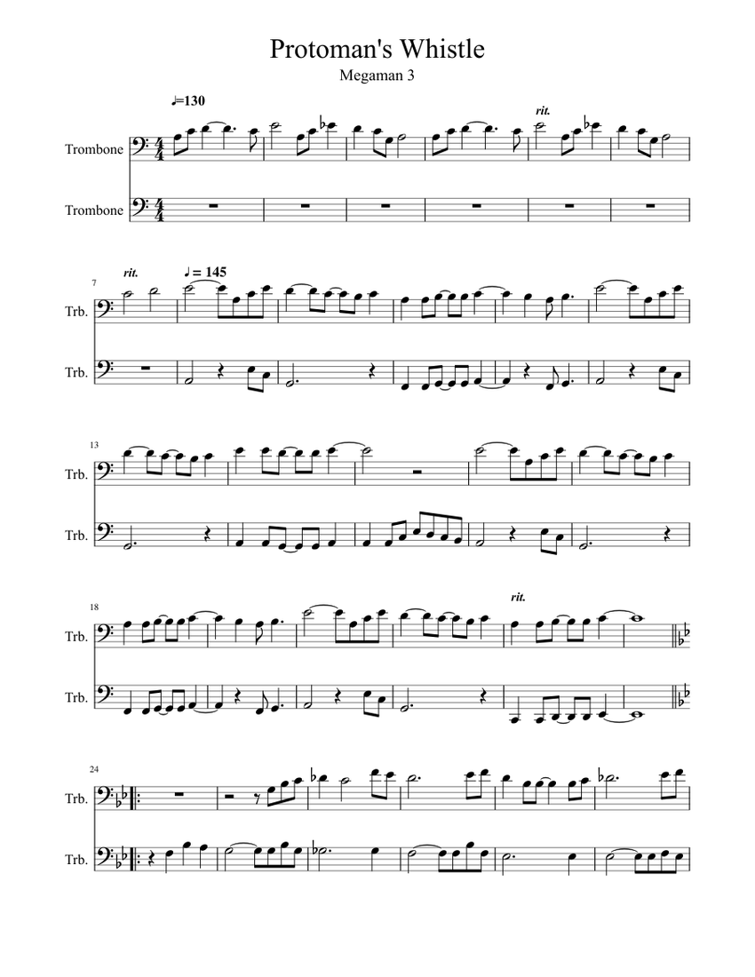 Protoman S Whistle Sheet Music For Trombone Brass Duet Musescore Com