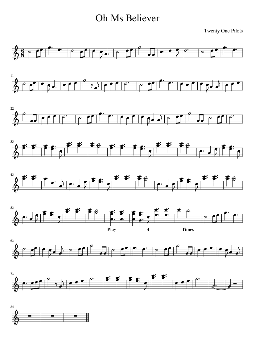 Oh Ms Believer Sheet music for Violin (Solo) | Musescore.com