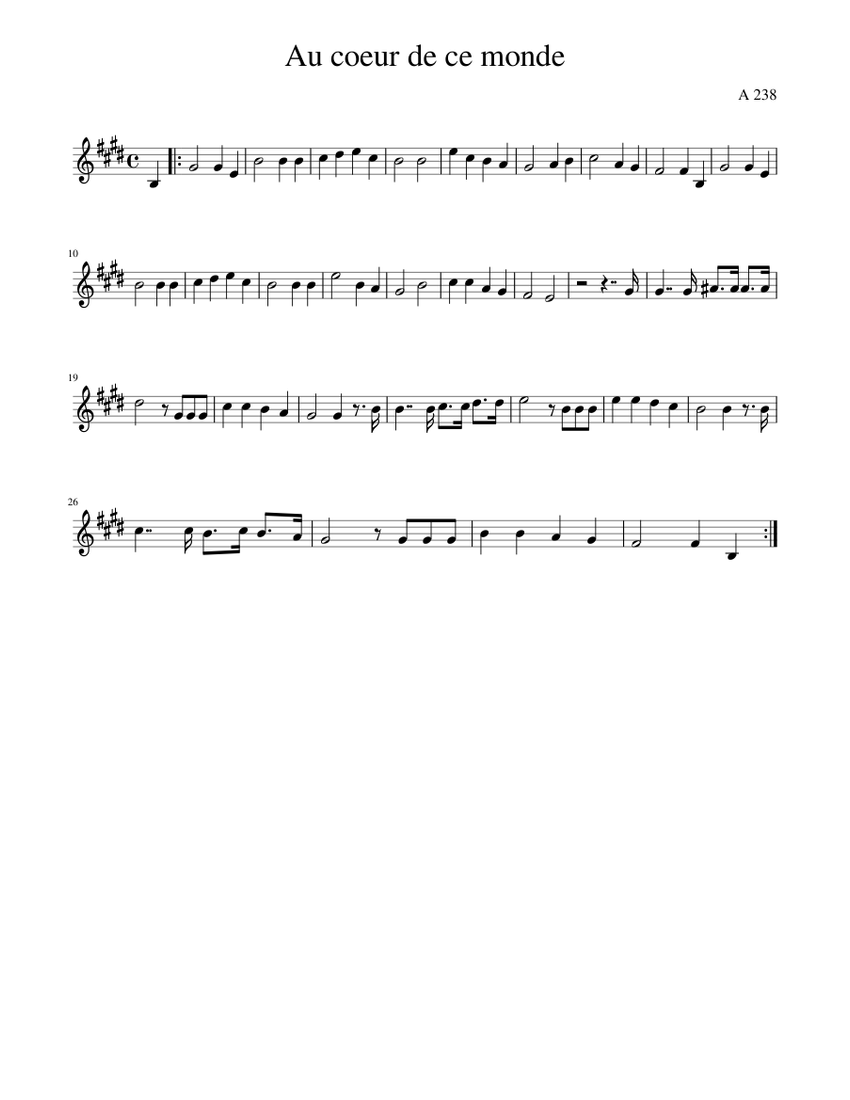 Au coeur de ce monde Sheet music for Piano (Solo) Easy — free download