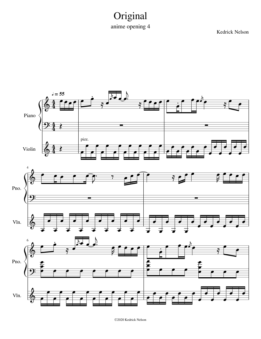 anime op 4 Sheet music for Piano, Violin (Solo) | Download and print in