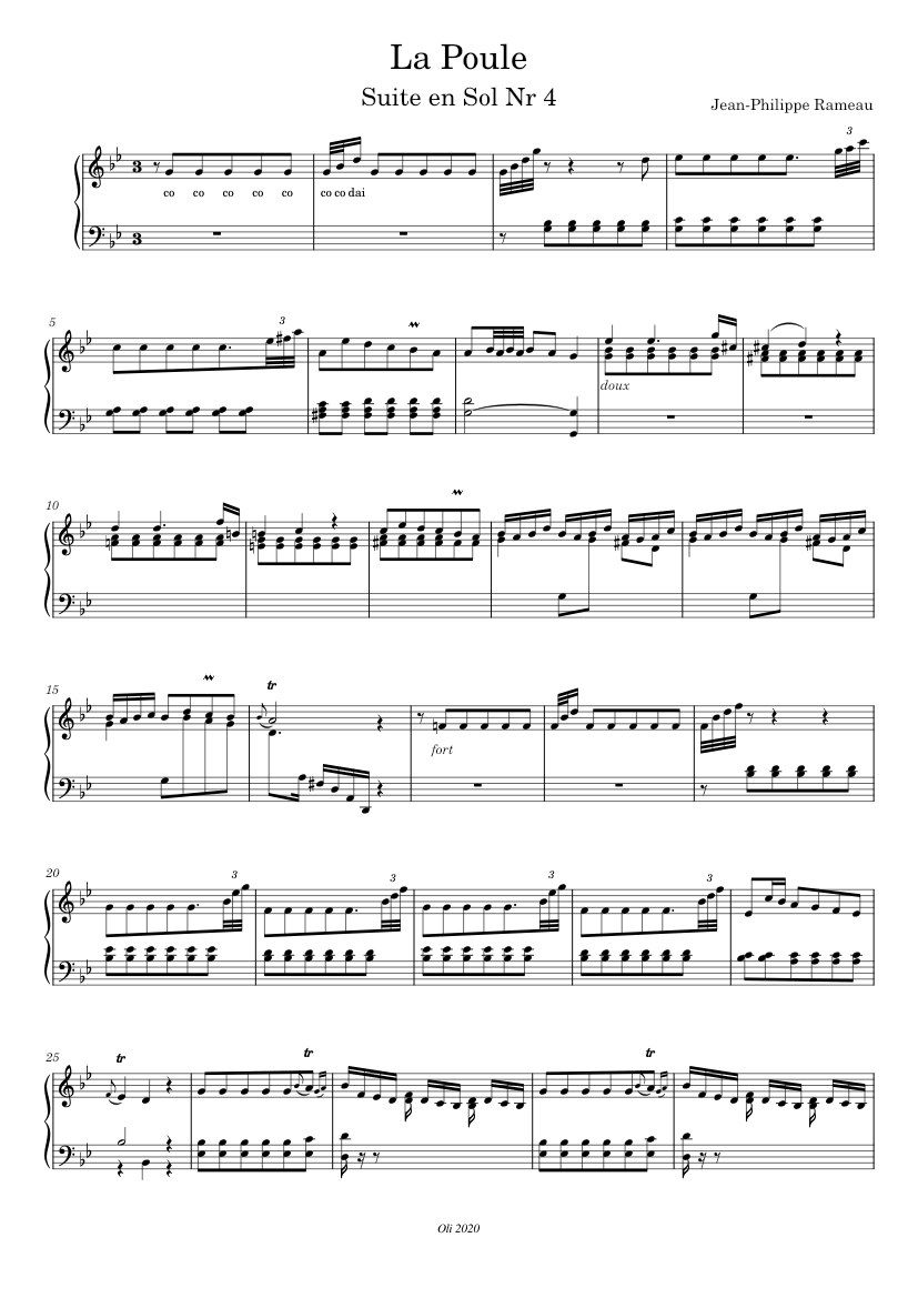 La poule Suite en sol