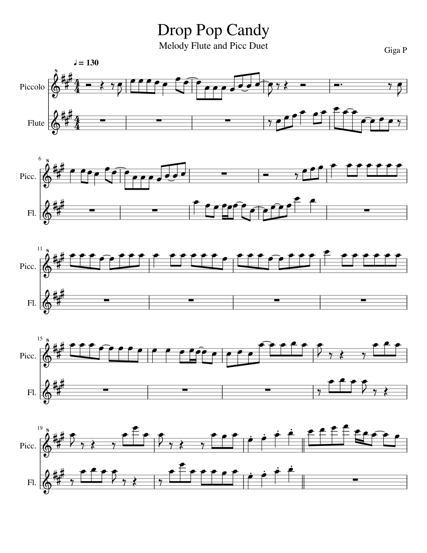 Drop Pop Candy Sheet music for Flute piccolo, Flute (Woodwind Duet) |  Musescore.com