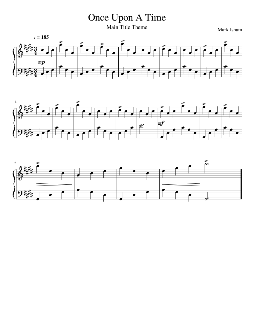 Once Upon A Time (Main Title Theme) Sheet music for Piano (Solo) Easy |  Musescore.com