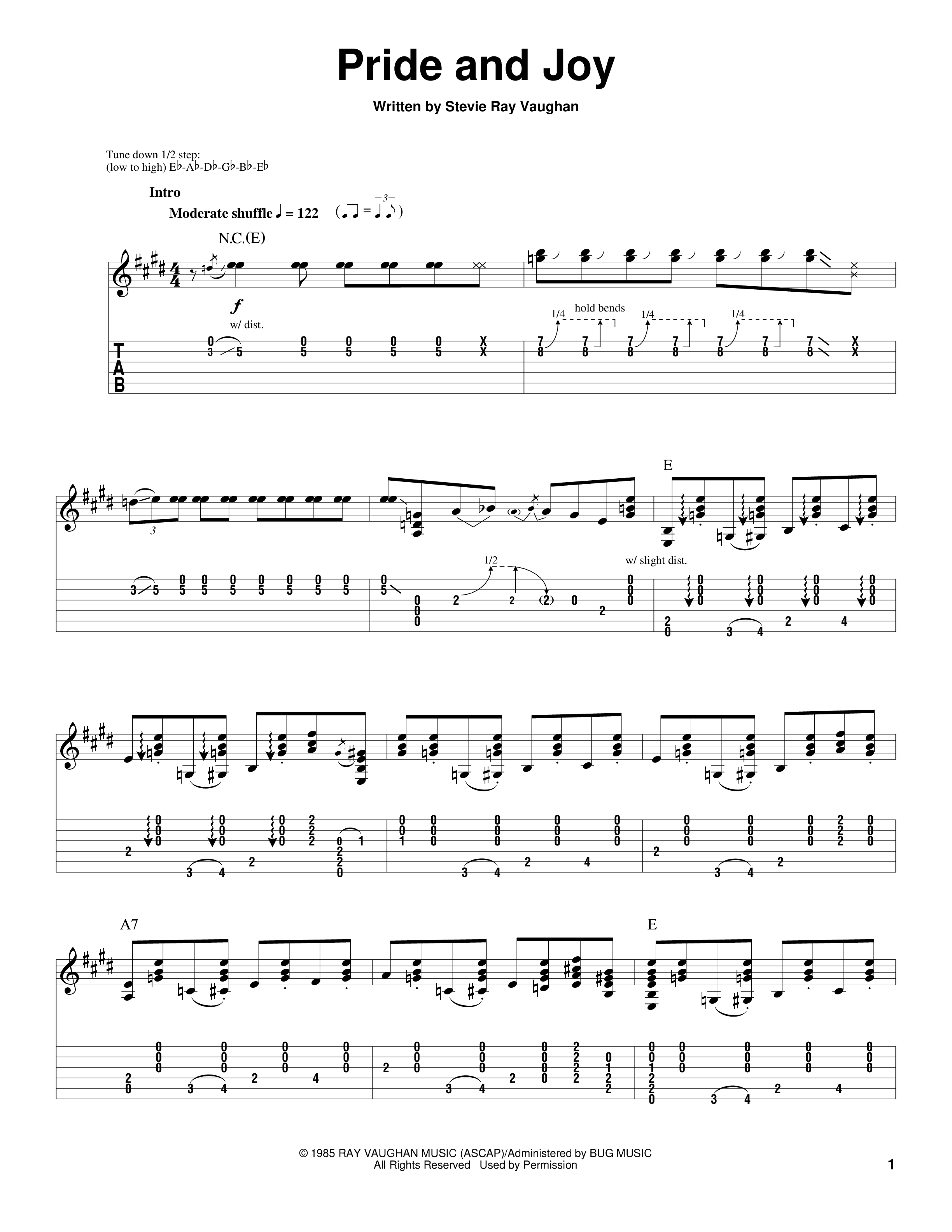 Play Official version of Pride and joy Sheet Music by Stevie Ray