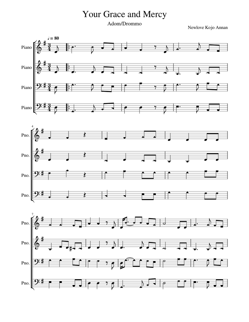 Your Grace and Mercy Sheet music for Piano (Mixed Quartet)