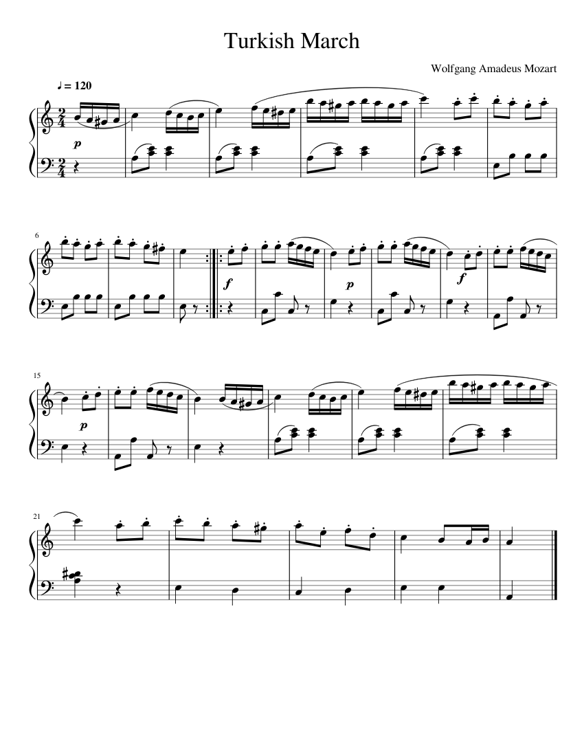 Turkish March Sheet music for Piano (Solo)