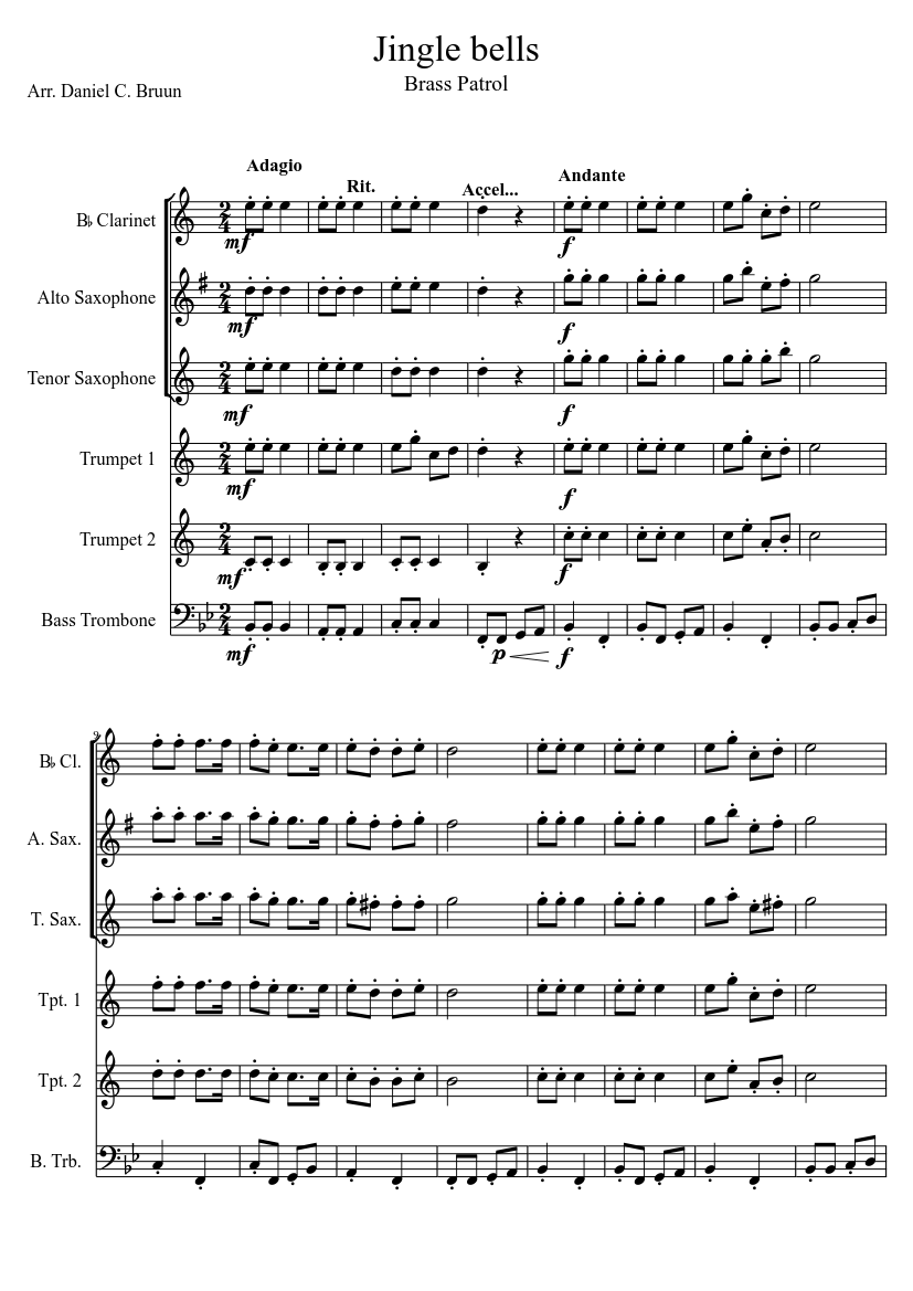 Jingle bells - Brass Patrol!!!! Sheet music for Clarinet other