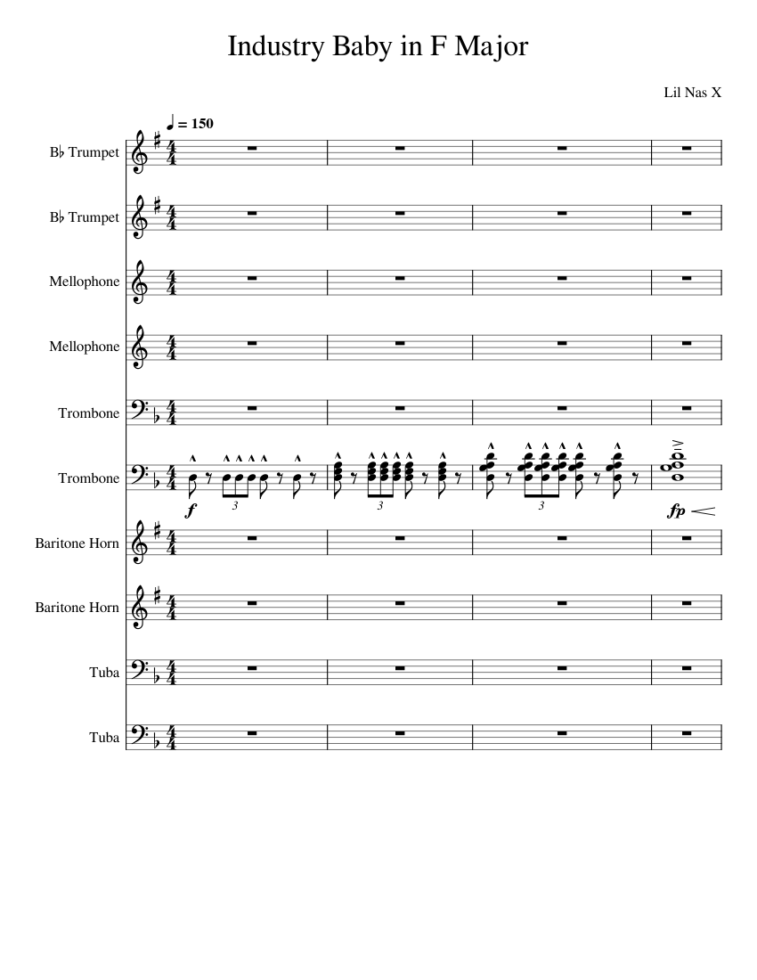 Industry Baby in F Major Sheet music for Trombone, Tuba, Mellophone