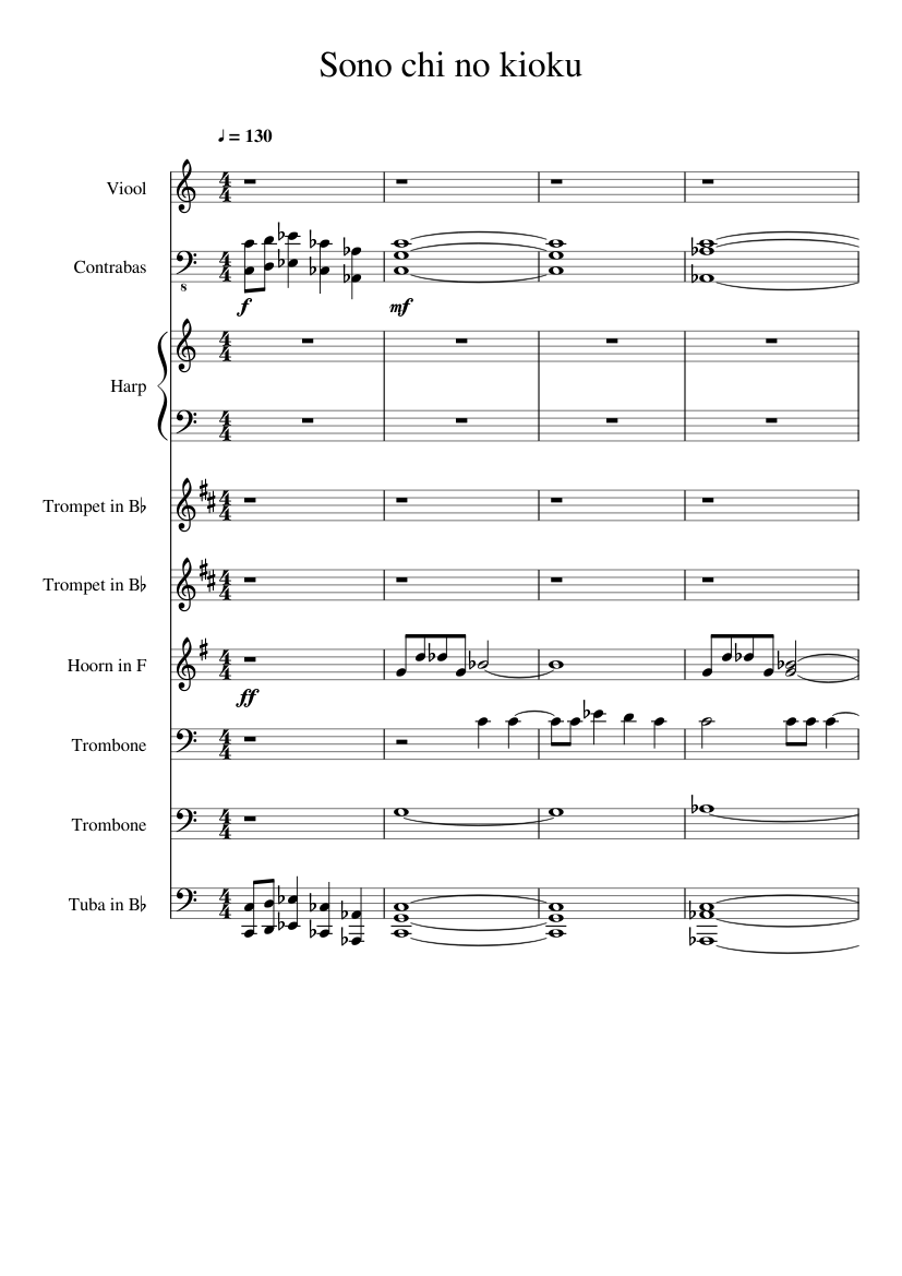 Sono chi no kioku (End Of The World) JoJo's Bizarre adventure. Sheet music  for Trombone, Tuba, Trumpet in b-flat, French horn & more instruments  (Mixed Ensemble) | Musescore.com