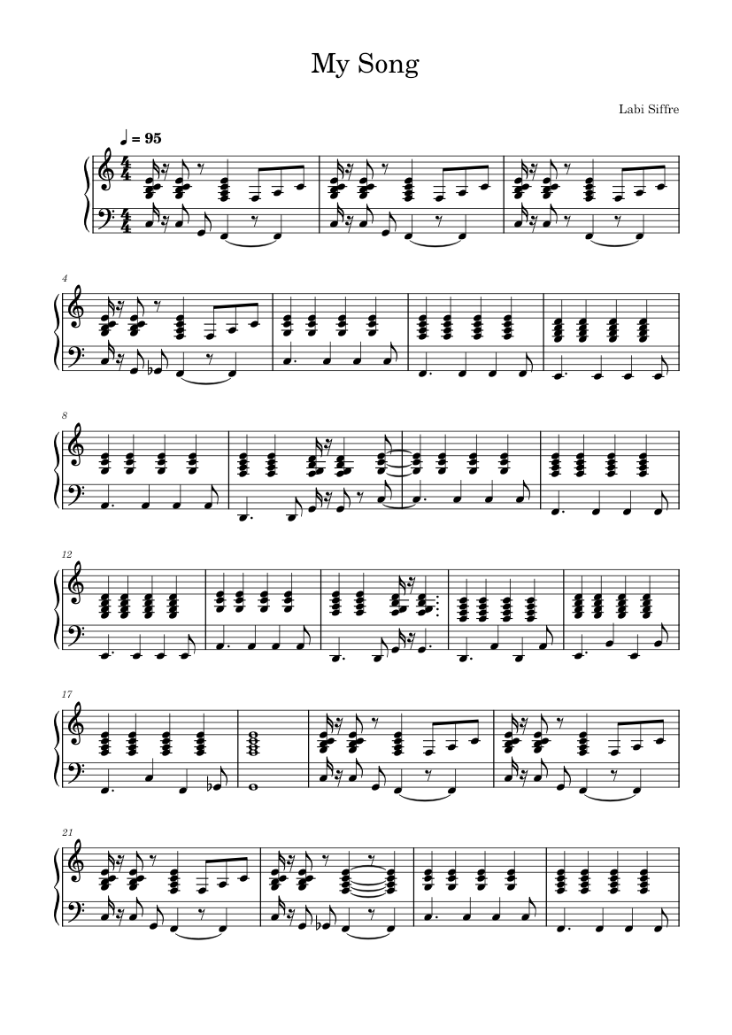 My song – Labi Siffre Sheet Music for Piano (Solo) easy | MuseScore.com