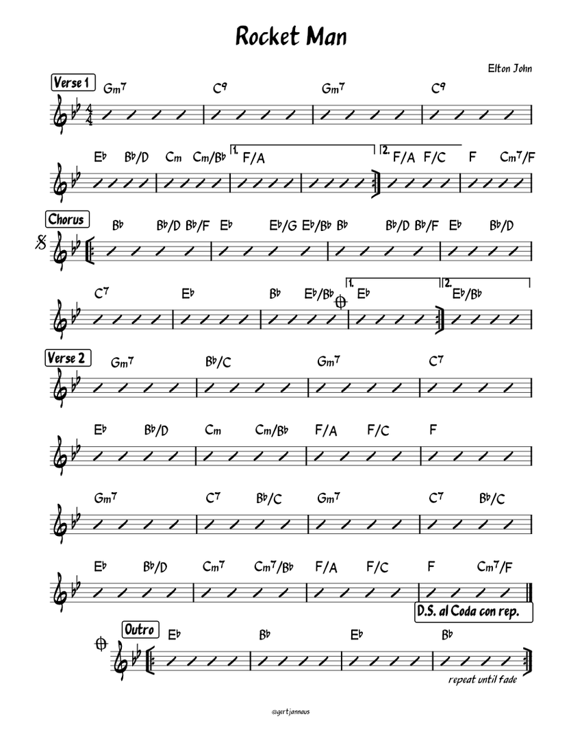 Rocket Man - Elton John Sheet music for Piano (Solo) | Musescore.com